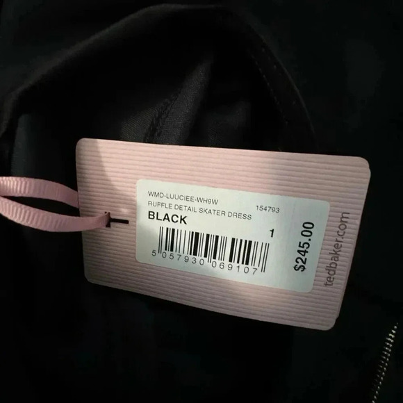 TED BAKER black LUUCIEE Neoprene Ruffle Trim skater dress size 1 US 4 NEW NWT - Picture 9 of 14